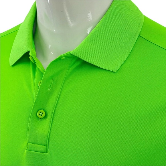Under Amour Loose Heatgear Fluorescent Green Golf Polo Shirt Youche CC Mens L - Picture 7 of 11